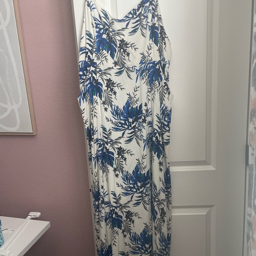 Floral Maxi Dress in Blue and White